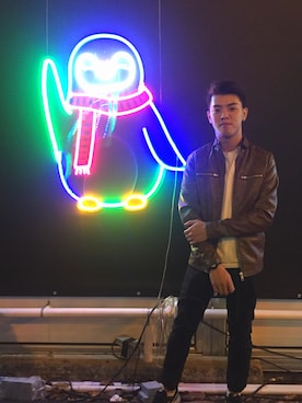 「PULL&BEAR（プルアンドベア）のアイテム（ライダースジャケット）」を使った、EVVD_7I_IN_魏さん（メンズ・167cm）の春コーディネート