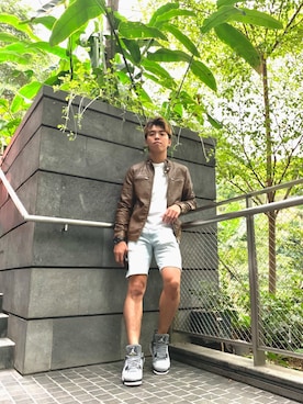 「PULL&BEAR（プルアンドベア）のアイテム（ライダースジャケット）」を使った、EVVD_7I_IN_魏さん（メンズ・167cm）の秋コーディネート