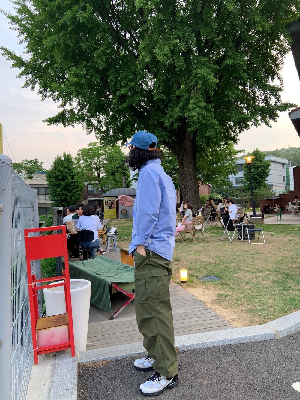 「summer、korea」｜「THE NORTH FACE PURPLE LABELの＜THE NORTH FACE PURPLE LABEL＞ DNM FIELD CAP/キャップ □□（キャップ、ブルー系）」を使った、abc9090さん（メンズ・177cm）の夏コーディネートの1枚目の写真