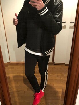 「jiggys shop（ジギーズショップ）のアイテム（スタジャン）」を使った、wanさん（メンズ・170cm）の冬コーディネート