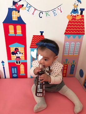 「白タイツ」｜「アイテム（オールインワン・サロペット）」を使った、mii( ^ω^ )さん（キッズ・70cm）の冬コーディネート