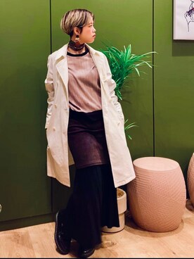「Calvin Klein（カルバン・クライン）のアイテム（トレンチコート）」を使った、あさみさん（レディース・155cm）の秋コーディネート