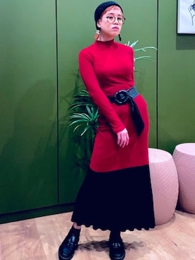 「H&M（エイチ・アンド・エム）のアイテム（ワンピース/ドレス）」を使った、あさみさん（レディース・155cm）の冬コーディネート