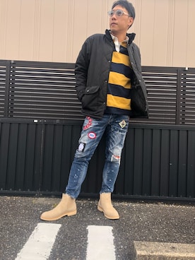 「Monkey Flip（モンキーフリップ）のアイテム」を使った、DJ Hakueiさん（メンズ・175cm）の冬コーディネート