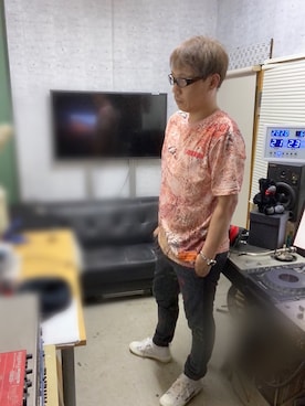 「Monkey Flip（モンキーフリップ）のアイテム」を使った、DJ Hakueiさん（メンズ・175cm）の夏コーディネート