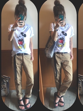 「アイテム（チノパンツ）」を使った、やーみんさん（レディース・165cm）の夏コーディネート