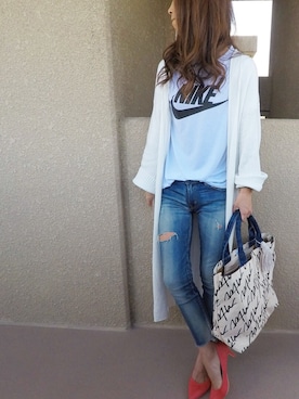 「PLAIN CLOTHING（プレーンクロージング）のアイテム（トップス）」を使った、やーみんさん（レディース・165cm）の春コーディネート