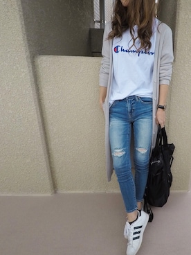 「AZUL by moussy（アズールバイマウジー）のアイテム」を使った、やーみんさん（レディース・165cm）の春コーディネート