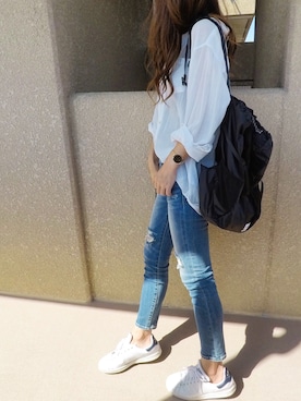 「AZUL by moussy（アズールバイマウジー）のアイテム」を使った、やーみんさん（レディース・165cm）の春コーディネート