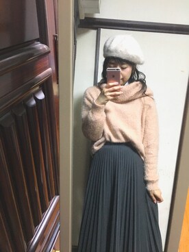 「axes femme（アクシーズファム）のアイテム（ハンチング/ベレー帽）」を使った、りりさん（レディース・155cm）の冬コーディネート