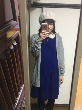 「axes femme（アクシーズファム）のアイテム（ハンチング/ベレー帽）」を使った、りりさん（レディース・155cm）の冬コーディネート