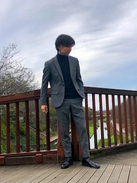 「Allen Edmonds（アレンエドモンズ）のAllen Edmonds/アレン・エドモンズ　ストレートチップドレスシューズ（黒）（ドレスシューズ、ブラック系）」を使った、ツクモはやとさん（メンズ・172cm）の秋コーディネート