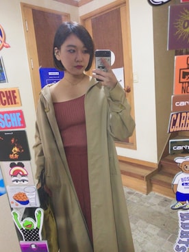 「韓国」｜「アイテム（トレンチコート）」を使った、marisungさん（レディース・158cm）の春コーディネート