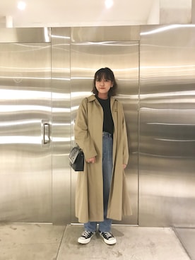 「韓国」｜「アイテム（トレンチコート）」を使った、marisungさん（レディース・158cm）の秋コーディネート