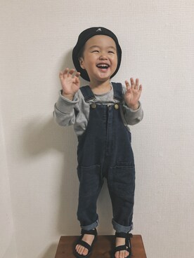「息子コーデ」｜「アイテム（ハンチング/ベレー帽）」を使った、haruさん（キッズ・80cm）の春コーディネート