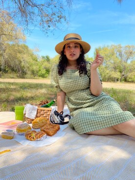 「plaid」｜「アイテム（帽子）」を使った、STSAさん（レディース・160cm）の春コーディネート