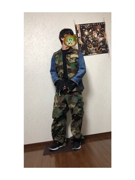 「原宿」｜「アイテム（ミリタリージャケット）」を使った、まさやさん（メンズ・169cm）の秋コーディネート