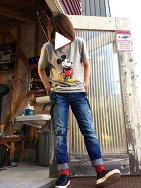 「ミッキーT」｜「アイテム（スリッポン）」を使った、kawarikoさん（レディース・160cm）の春コーディネート