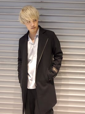 「ワイドスラックス」｜「アイテム（チェスターコート）」を使った、kazuさん（メンズ・163cm）の秋コーディネート