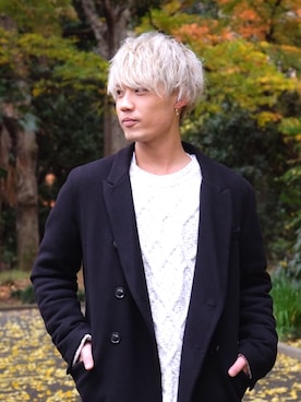 「GOSTAR DE FUGA（ゴスタール ジフーガ）のアイテム（チェスターコート）」を使った、kazuさん（メンズ・163cm）の冬コーディネート