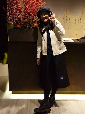 「BEAMS BOY（ビームスボーイ）のアイテム（デニムジャケット）」を使った、小婆娘的丫头さん（レディース・164cm）の冬コーディネート