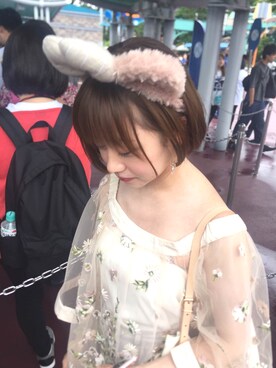 VeraYC is wearing Lily Brown "チュール刺繍チュニック"