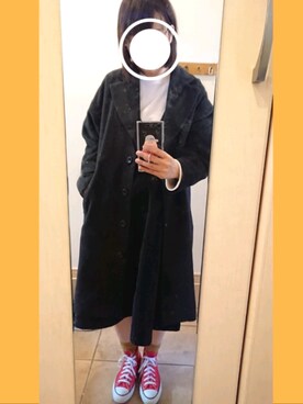 「rps（アールピーエス）のアイテム（チェスターコート）」を使った、メガネカンパニーさん（レディース・165cm）の冬コーディネート