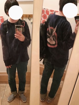 「リーバイス501」｜「アイテム（スリッポン）」を使った、メガネカンパニーさん（レディース・165cm）の秋コーディネート