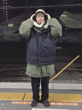 「M-65」｜「アイテム（オールインワン・サロペット）」を使った、shogoさん（メンズ・171cm）の冬コーディネート