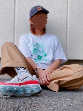 「carhartt」｜「アイテム（アナログ腕時計）」を使った、えりおっとさん（レディース・155cm）の夏コーディネート