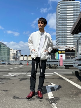 「Vincent et Mireille（バンソンエミレイユ）のアイテム（ジャケット/アウター）」を使った、石田慎弥さん（メンズ・171cm）の春コーディネート