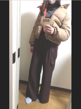 「153cm」｜「アイテム（ダウンジャケット/コート）」を使った、mmさん（レディース・153cm）の冬コーディネート