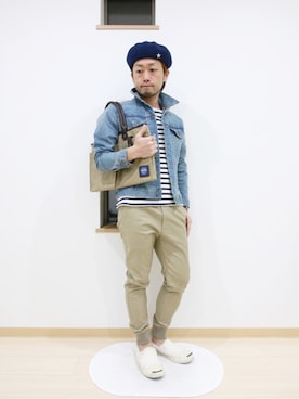 「BEAMS（ビームス）のアイテム（ハンチング/ベレー帽）」を使った、カトウトモタカさん（メンズ・164cm）の秋コーディネート