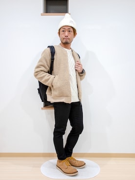 「ケーブルニット」｜「アイテム（ブルゾン）」を使った、カトウトモタカさん（メンズ・164cm）の秋コーディネート