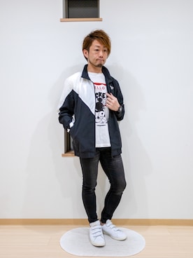 「ミッキーT」｜「アイテム（ナイロンジャケット）」を使った、カトウトモタカさん（メンズ・164cm）の春コーディネート