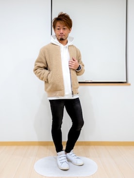 「プルオーバーパーカー」｜「アイテム（ブルゾン）」を使った、カトウトモタカさん（メンズ・164cm）の秋コーディネート