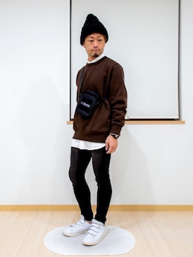 「ニットキャップ」｜「アイテム（アナログ腕時計）」を使った、カトウトモタカさん（メンズ・164cm）の秋コーディネート