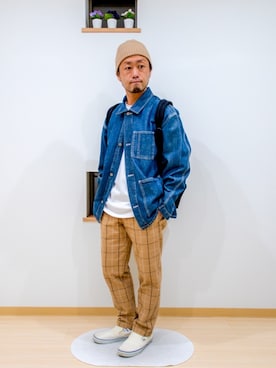 「アイテム（腕時計、ブルー系）」を使った、カトウトモタカさん（メンズ・164cm）の秋コーディネート