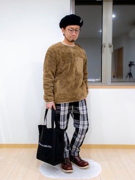 「FREAK'S STORE（フリークスストア）のアイテム（ハンチング/ベレー帽）」を使った、カトウトモタカさん（メンズ・164cm）の冬コーディネート