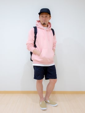 Gu ジーユー のパーカー ピンク系 を使った人気ファッションコーディネート Wear