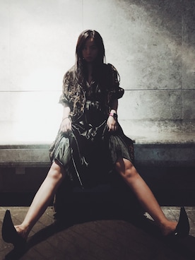 「Ann DEMEULEMEESTER（アンドゥムルメステール）のアイテム（ジャケット/アウター）」を使った、shashaさん（レディース・163cm）の秋コーディネート