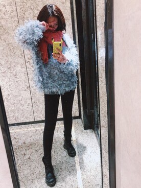 「DRKSHDW by RICK OWENS（ダークシャドウ バイ リックオウエンス）のアイテム（デニムパンツ）」を使った、shashaさん（レディース・163cm）の秋コーディネート