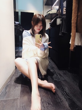 「blue」｜「アイテム（シャツワンピース）」を使った、shashaさん（レディース・163cm）の冬コーディネート
