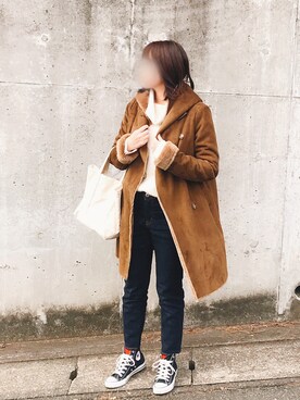 「URBAN RESEARCH ROSSO WOMEN（アーバンリサーチ　ロッソ）のアイテム（ムートンコート）」を使った、kobunさん（レディース・163cm）の冬コーディネート