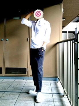 「無印のアイテム（Shirts、ホワイト系）」を使った、nartさん（メンズ・171cm）の秋コーディネート