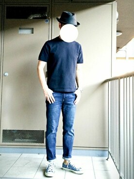 「CONVERSE（コンバース）のアイテム（Sneakers、ブルー系）」を使った、nartさん（メンズ・171cm）の秋コーディネート