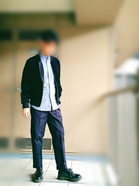 「Dr. Martens（ドクターマーチン）のアイテム（Dress shoes、ブラック系）」を使った、nartさん（メンズ・171cm）の秋コーディネート