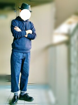 「Dr. Martens（ドクターマーチン）のアイテム（Dress shoes、ブラック系）」を使った、nartさん（メンズ・171cm）の秋コーディネート