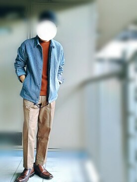 「UNIQLO（ユニクロ）のアイテム（Chinos、ベージュ系）」を使った、nartさん（メンズ・171cm）の秋コーディネート