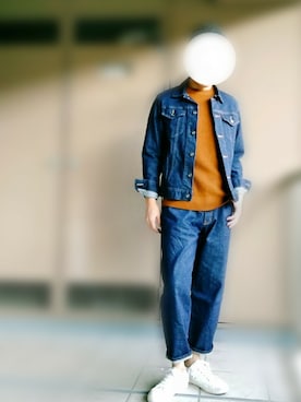 「MUJILABOのアイテム（Denim pants、ブルー系）」を使った、nartさん（メンズ・171cm）の秋コーディネート
